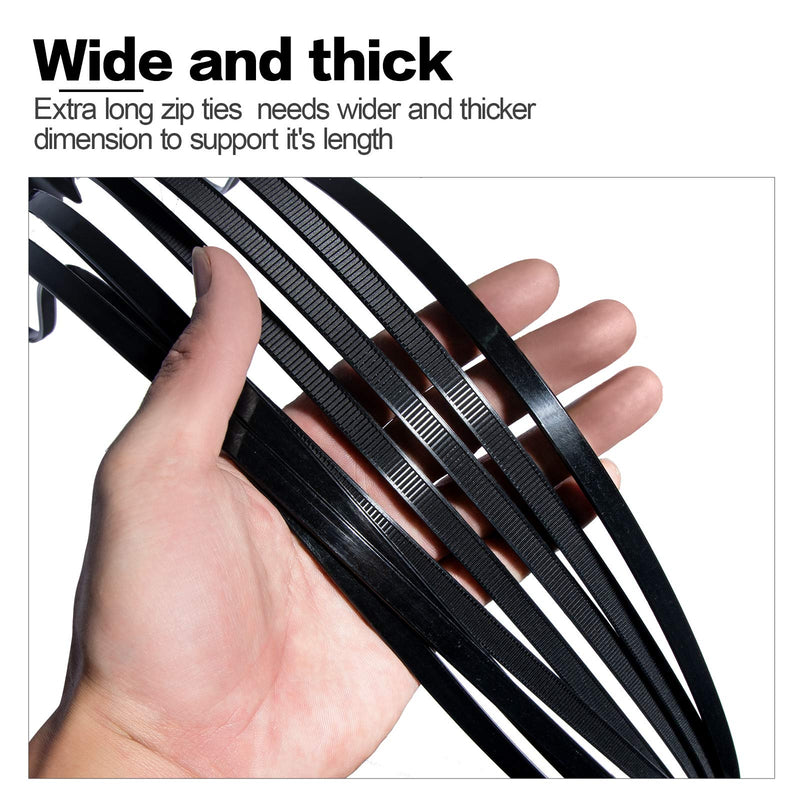  [AUSTRALIA] - Extra Large Zip Ties Long Cable Ties Big Heavy Duty Outdoor Plastic Ties Thick 48 Inch 200 Lb,14 Pack