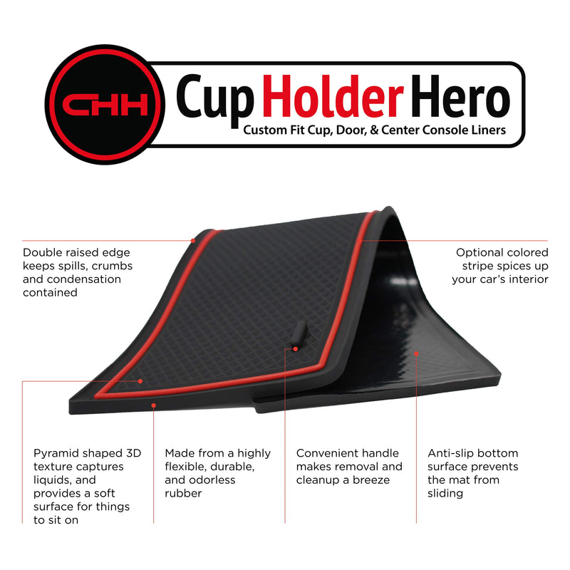  [AUSTRALIA] - CupHolderHero for Toyota Tacoma 2016-2020 Cup Liners Accessories – Premium Cup Holder, Console, and Door Pocket Inserts 18-pc Set (Double Cab) (Red Trim) Double Cab (FULL 4 DOORS) Red Trim