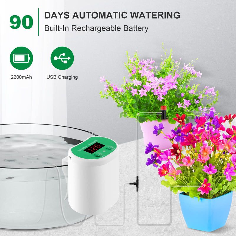  [AUSTRALIA] - Automatic Watering System for Potted Plants Watering Devices Automatic Plant Waterer System with 4 Irrigation and 2 Sprinkler Chargeable 4 Irrigation + 2 Sprinkler