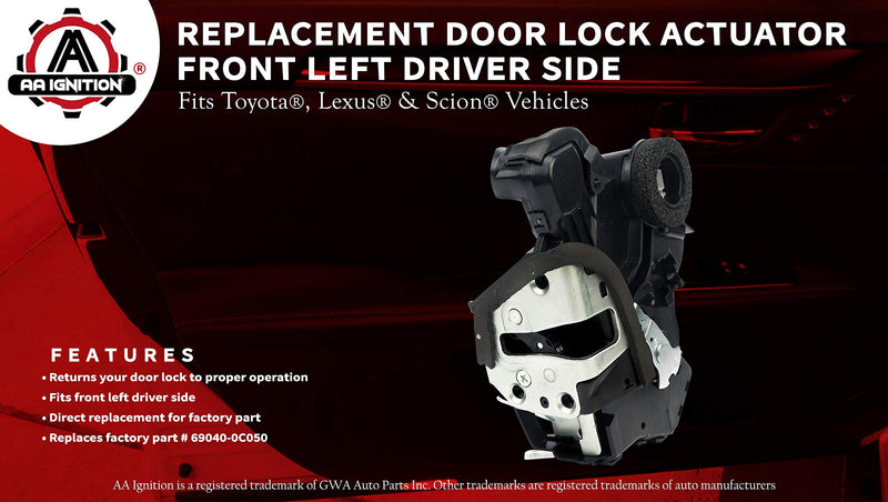 Door Lock Actuator Motor - Front Left Driver Side - Compatible with Toyota 4Runner, Camry, Tundra - Lexus ES350, GS350, LS460, RX450h - Scion tC, xB, xD - Replaces 69040-0C050, 69040-06180 - LeoForward Australia