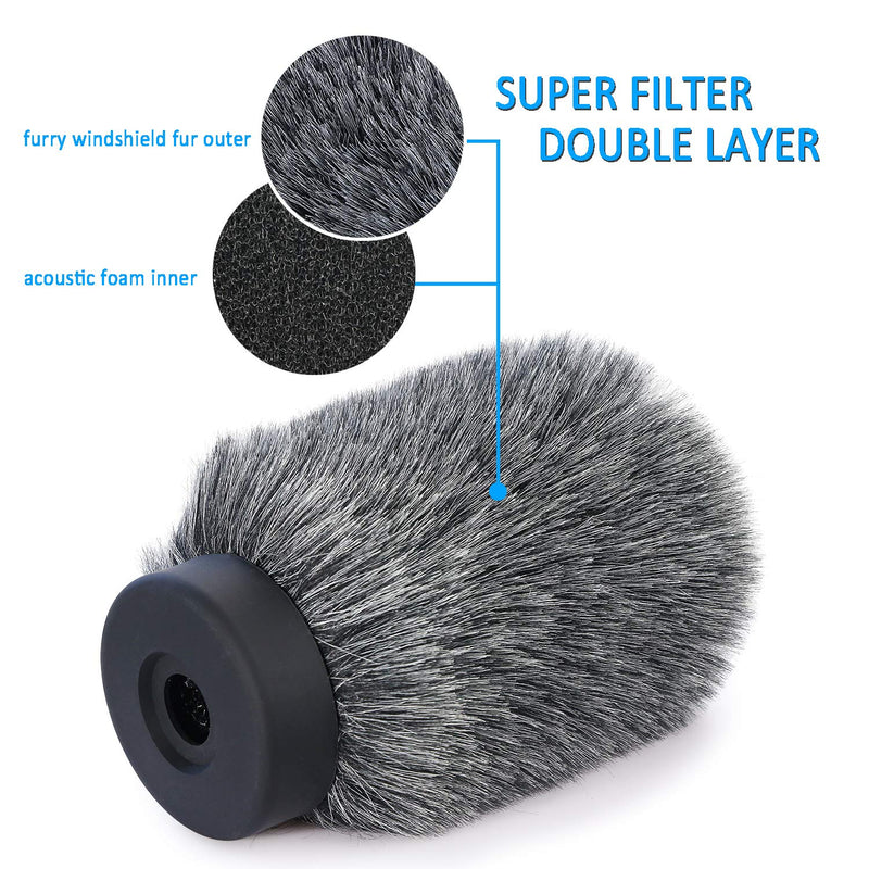  [AUSTRALIA] - NTG Furry Microphone Wind Shield - Windscreen/Windmuff for Rode VideoMic NTG and Microphones with Maximum Slot Length of 100mm (3.9") and Diameter of 18-24mm by YOUSHARES（Shag, Gray）