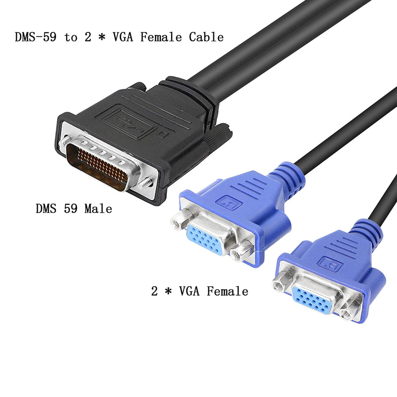  [AUSTRALIA] - XMSJSIY DMS-59 Pin to Dual VGA Adapter Y Splitter,DMS 59Pin Male to 2 VGA Female Dual Monitors Extension Cable Adapter Video Card for Monitor TV Projector Computer