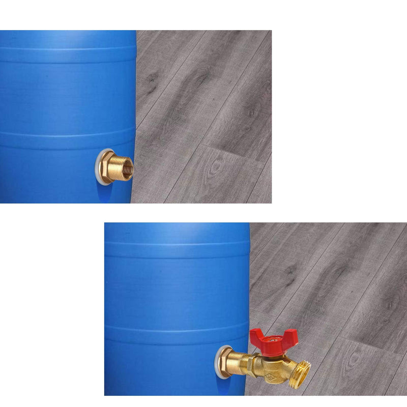  [AUSTRALIA] - Hourleey Brass Rain Barrel Quarter, Rain Barrel Spigot Kit 1/2 inch, Rain Barrel Quarter Turn Ball Valve Spigot with Bulkhead Fitting