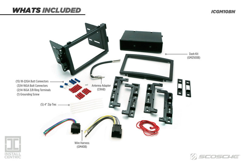  [AUSTRALIA] - SCOSCHE Install Centric ICGM10BN Compatible with Select GM 2006-17 LAN Double DIN Complete Basic Installation Solution for Installing an Aftermarket Stereo 2006-17 Class II Complete Installation Kit