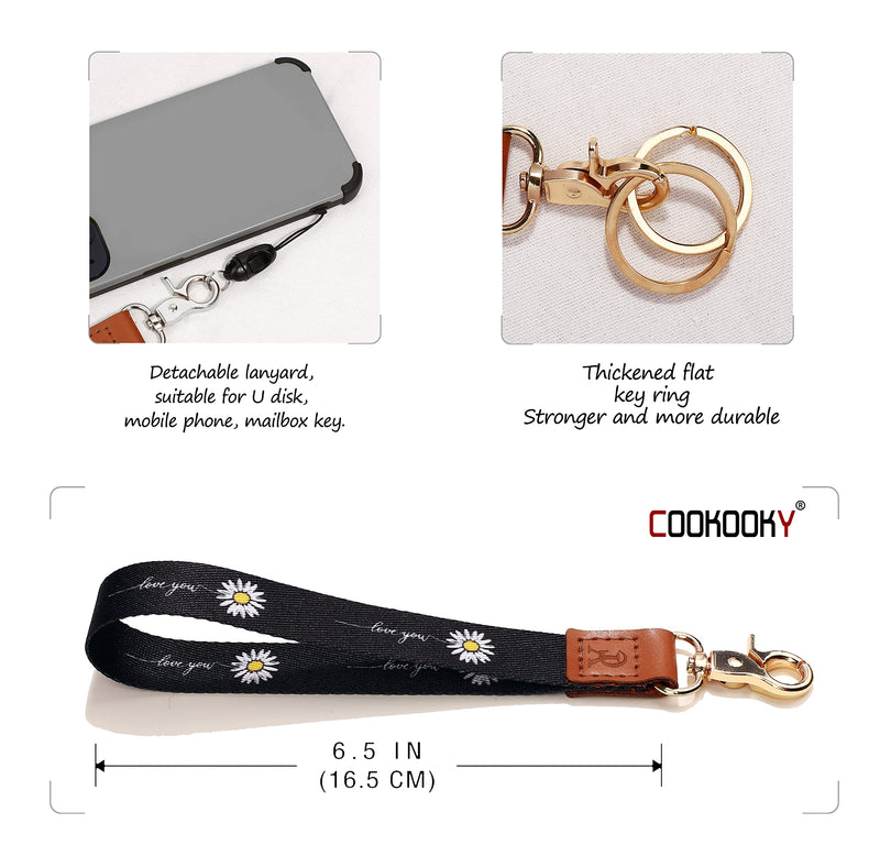  [AUSTRALIA] - Wrist Lanyards Key Chain Holder Premium Quality Wristlet Lanyard Keychain for Women (Black) Black