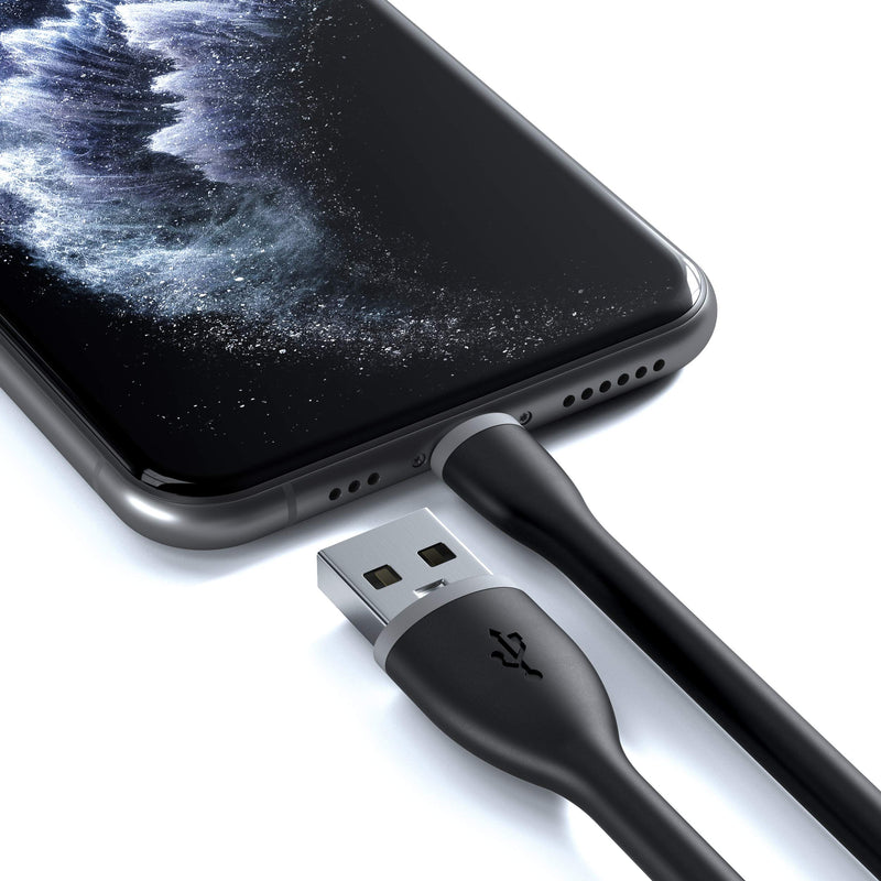 Satechi Flexible Apple MFi Certified Lightning USB Charging Cable - Compatible with iPhone 11 Pro Max/11 Pro/11, Xs Max/XS/XR/X, 8 Plus/8 (10-Inch, Black) 10-Inch - LeoForward Australia