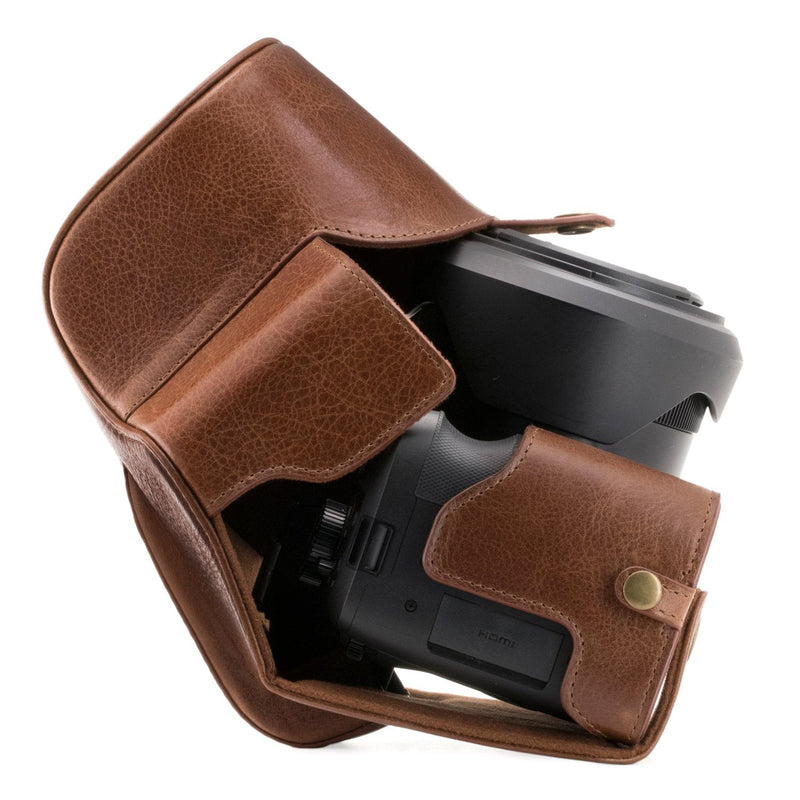  [AUSTRALIA] - MegaGear Ever Ready Genuine Leather Camera Case Compatible with Leica V-Lux (Typ 114) Dark Brown