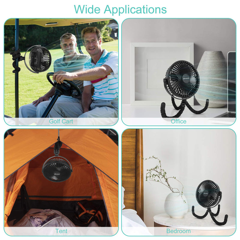 10000mAh 7 inch Battery Operated Clip on Fan Rotatable USB Fan for Baby Stroller Outdoor Camping Tent Beach Treadmill Car Golf Cart - LeoForward Australia