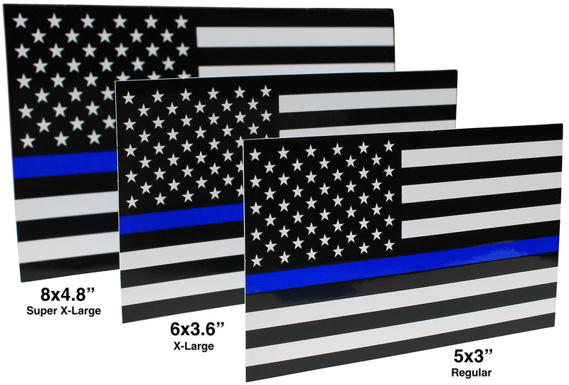  [AUSTRALIA] - Thin Blue Line Flag Decal - X-Large 6x3.6 in. Black White and Blue American Flag Sticker for Cars and Trucks - In Support of Police and Law Enforcement Officers (XL)