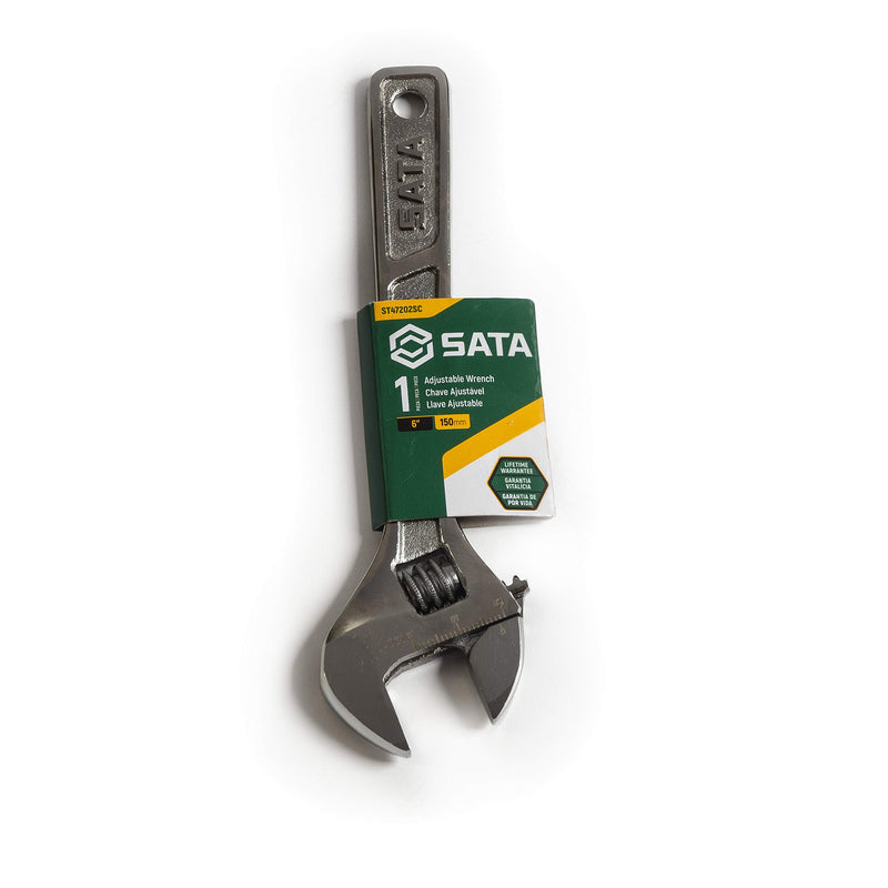  [AUSTRALIA] - SATA 6-inch Professional Adjustable Wrench with Forged Alloy Steel Body, Wide Jaw, and a Chrome Plated Finish - ST47202SC 6"