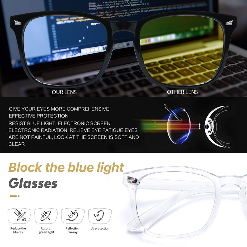 3 Pack Blue Light Blocking Glasses-Blue Light Glasses for Women Computer Glasses Anti eyestrain Eyeglasses Readers for Men 1-black+clear+leopard - LeoForward Australia