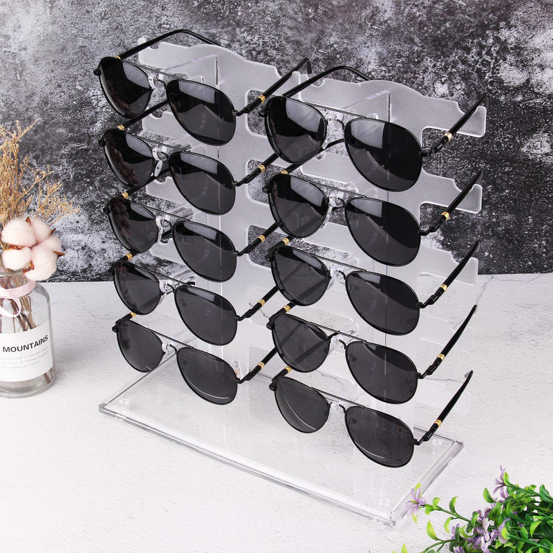  [AUSTRALIA] - Lamoutor 2 Row Sunglasses Rack Holder Glasses Display Stand Transparent