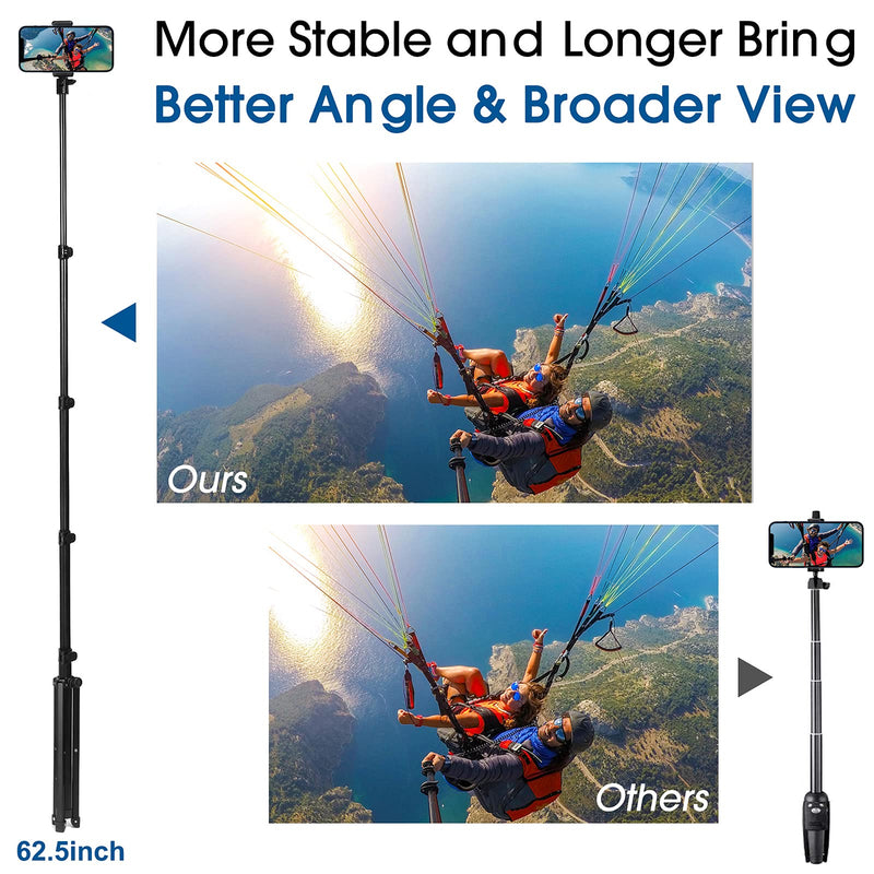  [AUSTRALIA] - Phone Tripod Stand & Selfie Stick Tripod, Sosirolo 62" All in One Extendable Cell Phone Tripod with Wireless Remote and Phone Holder, Flexible Cellphone Tripod for iPhone/Android/Camera