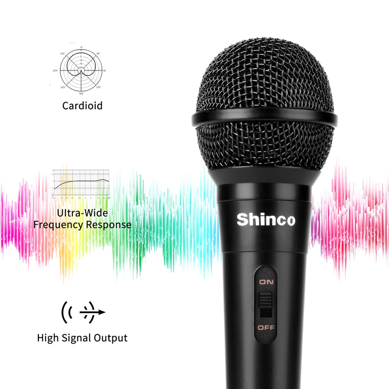  [AUSTRALIA] - Shinco Handheld Microphone, Dynamic Cardioid Mic with 13ft Cable and ON/Off Switch, Ideally Suited for Speakers, Karaoke Singing Machine, Amp, Mixer