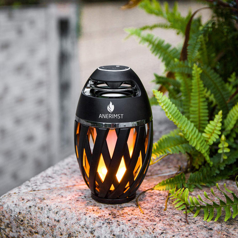 ANERIMST Led Flame Effect Speaker, Table Lamp/Light, Outdoor Portable Speakers with Flickering Flame Stereo Sound & Rich Bass, for Home Decor, Patio, Yard and Garden Yellow light - LeoForward Australia