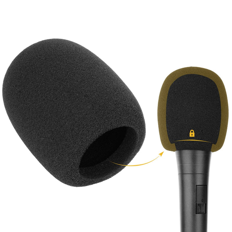  [AUSTRALIA] - 8 Pack Microphone Cover, ChromLives Mic Windscreen Foam Cover, Handheld Sponge Wind Foam for Most Standard Microphones, Black 8 Pack