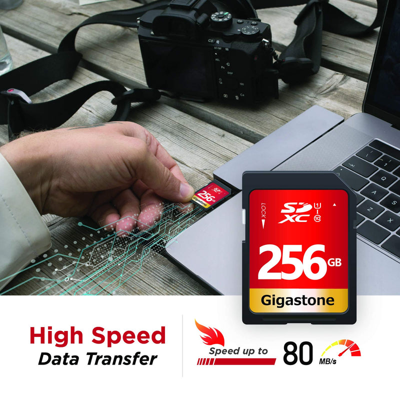  [AUSTRALIA] - [Gigastone] 256GB SD Card UHS-I U1 Class 10 SDXC Memory Card High Speed Full HD Video Canon Nikon Sony Kodak Olympus Panasonic Digital Camera, with 1 Mini case SD 256GB U1 1-Pack