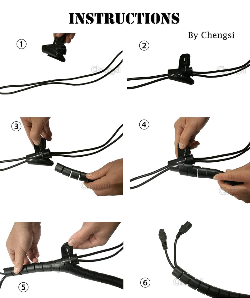  [AUSTRALIA] - Chengsi Cable Sleeve Organizer 19.7ft Cord Wire Wrap Coiled Tube Sleeve Cable Management Sleeve for Home Office PC TV Black 118.1inch*0.62inch*2pcs