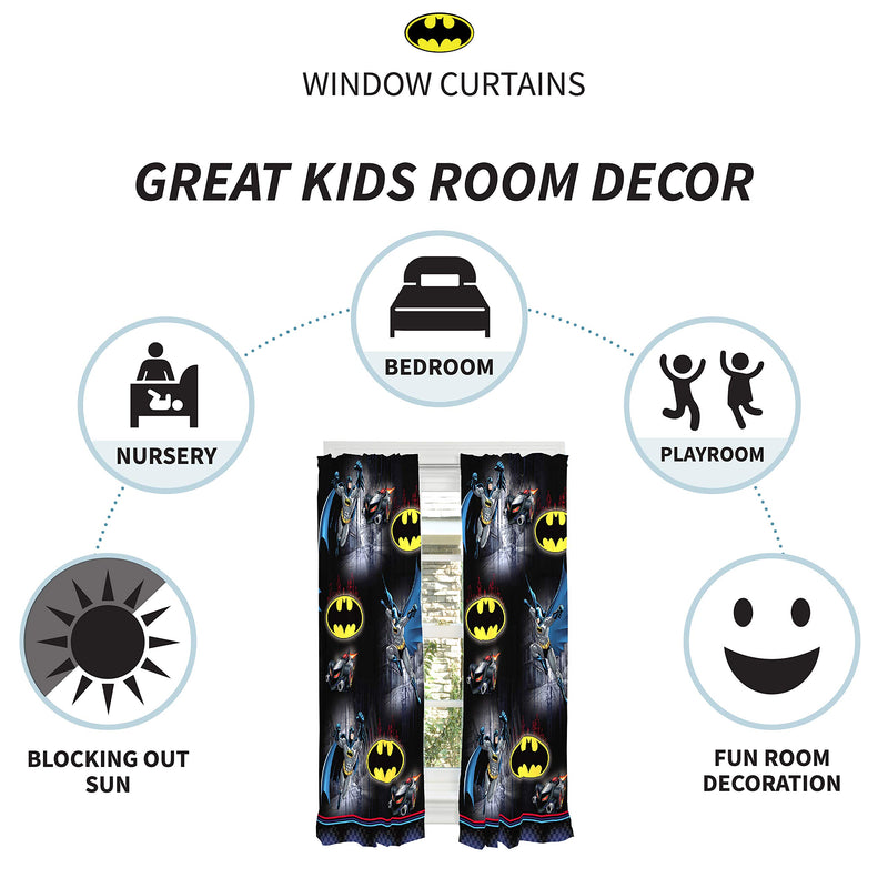  [AUSTRALIA] - Franco Kids Window Curtain Panels Drapes Set, 82" x 63", Batman 82" x 63"