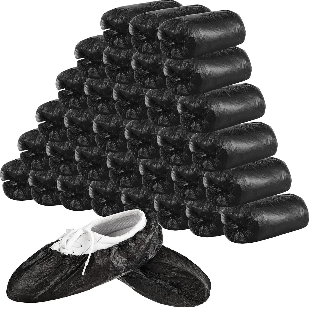  [AUSTRALIA] - SATINIOR 400 Pieces (200 Pairs) Disposable Boot and Shoe Covers for Floor, Carpet, Shoe Protectors, Durable Non-Slip (Black)