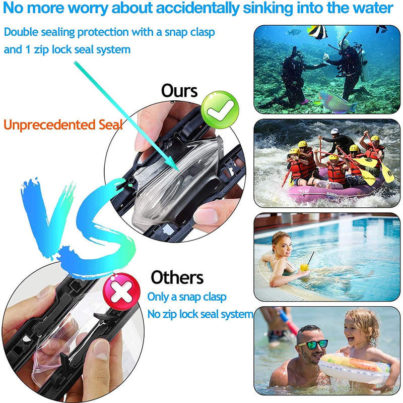  [AUSTRALIA] - AiRunTech Waterproof Case, Waterproof Cell Phone Dry Bag Compatible for iPhone 12/12 Pro Max/11/11 Pro/SE/Xs Max/XR/8P/7 Galaxy up to 7.0", Phone Pouch for Beach Kayaking Travel (2 Pack) Black + Black