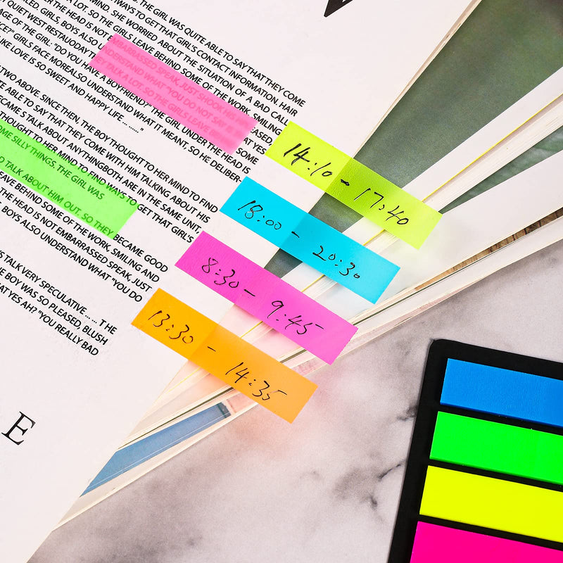  [AUSTRALIA] - Neon Page Markers Colored - 1280Pcs Index Tabs Including 2 Designs, 8 Bright Colors - Arrow Flag Bookmarks，Sticky Notes for Reading，Studying，Office，School，Sticks Securely, Removes Cleanly