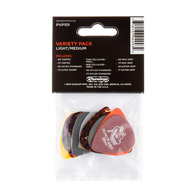 Dunlop PVP101 Pick Variety Pack, Assorted, Light/Medium, 12/Player's Pack - LeoForward Australia