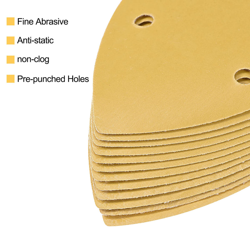  [AUSTRALIA] - uxcell 5 Holes Triangle Sandpaper 800 Grits (P800) Extra Fine Abrasive 5.5-Inch Aluminum Oxide Sanding Sheets Hook and Loop Backed 12pcs