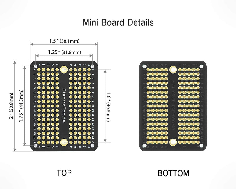 ElectroCookie Prototype PCB Solderable Breadboard for Electronics Projects Compatible for DIY Arduino Soldering Projects, Gold-Plated (5 Pack + 1 Mini Board, Matte Black) 2.Black - LeoForward Australia