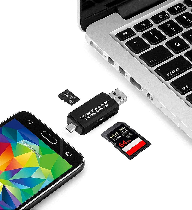  [AUSTRALIA] - FDBV Micro USB OTG Adapter and USB 2.0 Portable Memory Card Reader for SDXC, SDHC, SD, MMC, RS-MMC, Micro SDXC, Micro SD, Micro SDHC Card and UHS-I Card, Black