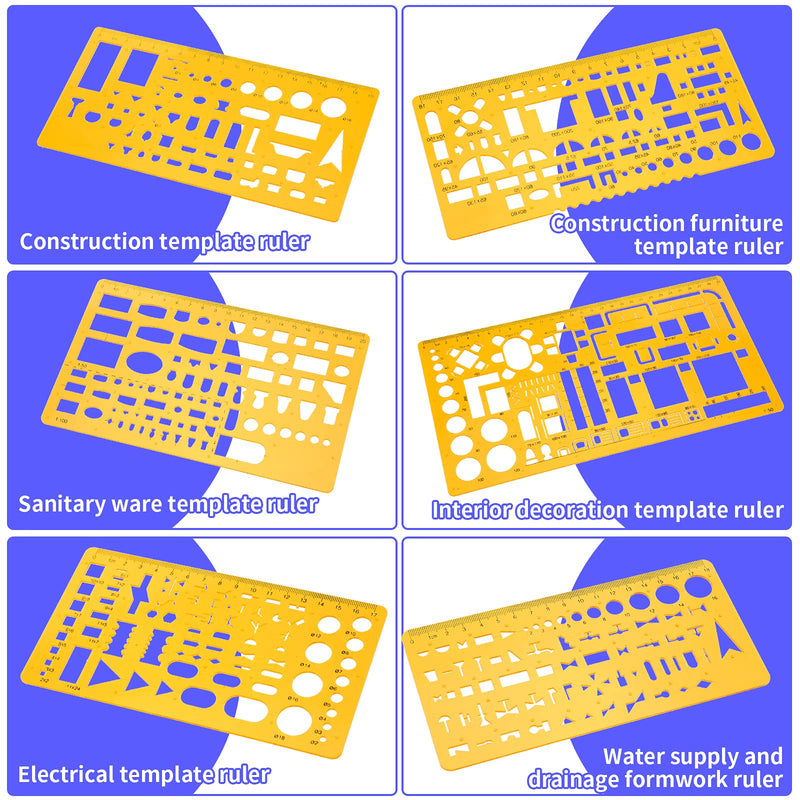 11 Pieces Plastic Drawing Template Ruler Geometric Drawing 12 Inch Triangular Aluminum Architect Scale Measuring Templates Building Geometric Kit Plastic Drawing Template Ruler for Drafting - LeoForward Australia