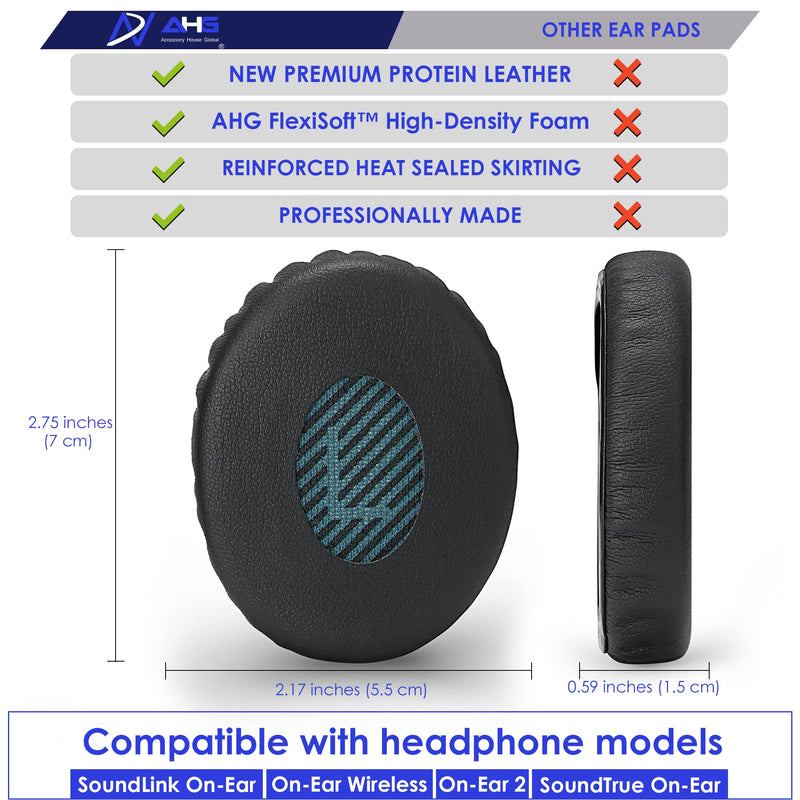  [AUSTRALIA] - AHG Premium Replacement SoundLink OE Pads Cushions Compatible with Bose SoundLink On-Ear Wireless Headphones, On-Ear Wireless, On-Ear 2 & SoundTrue On-Ear - Soft, Great Comfort + Durability (Black)