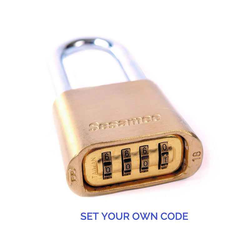  [AUSTRALIA] - Sesamee K440 4 Dial Bottom Resettable Combination Brass Padlock with 4-Inch Hardened Steel Shackle and 10,000 Potential Combinations