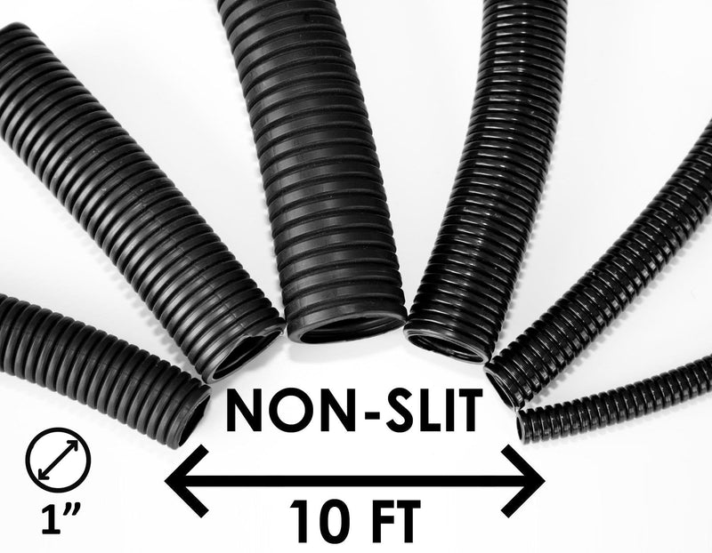  [AUSTRALIA] - 1" Wire Loom Non-Slit Polyethylene Corrugated Flexible Innerduct Conduit - 10FT - Black 1 Inch 10 Feet