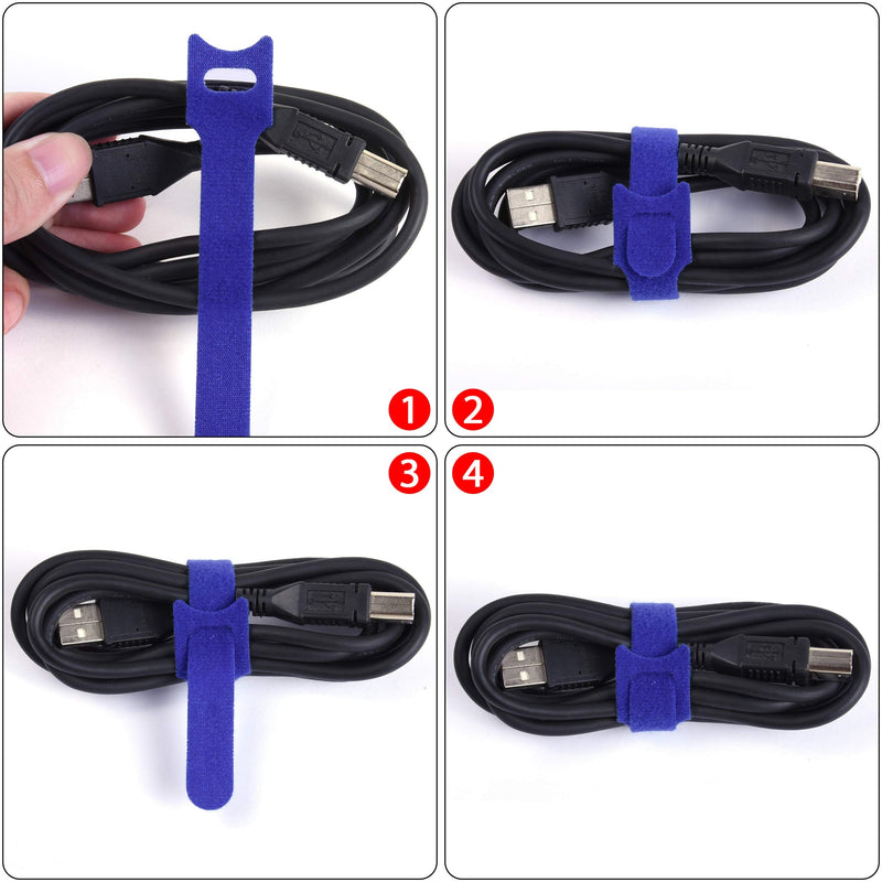  [AUSTRALIA] - 50 Pack 8 Inches Hook and Loop Strap, Self-gripping Fastening Cord Cable Ties, by Wisdompro - Reusable, Durable Functional Ties to Keep Your Home, Office, Workspace from Tangled Messes of Cords 50 Pack, 8 Inch