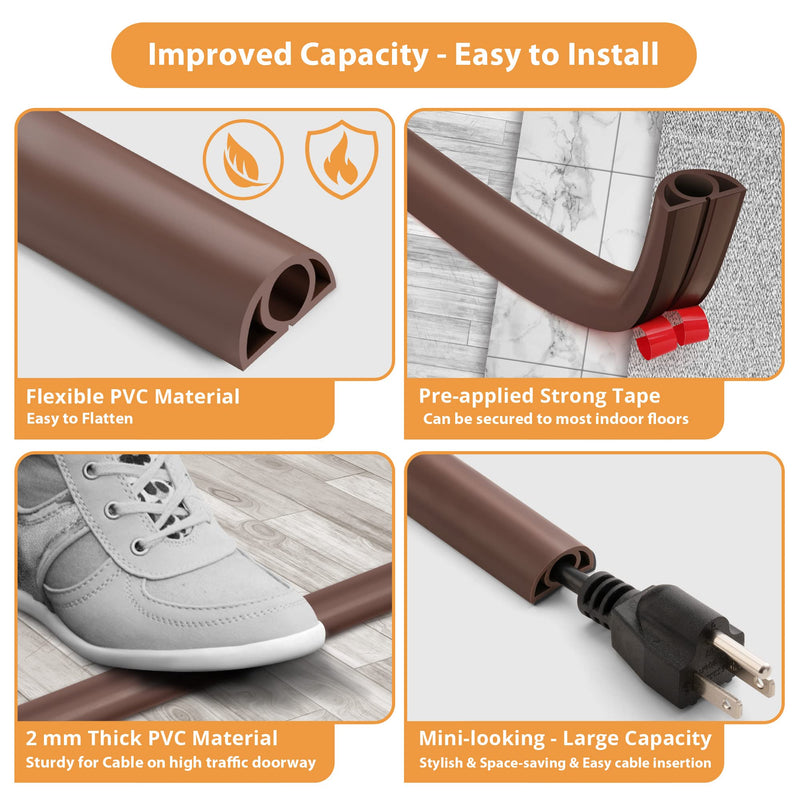  [AUSTRALIA] - ZhiYo 7ft Cord Cover Brown & 4ft Cord Cover Brown