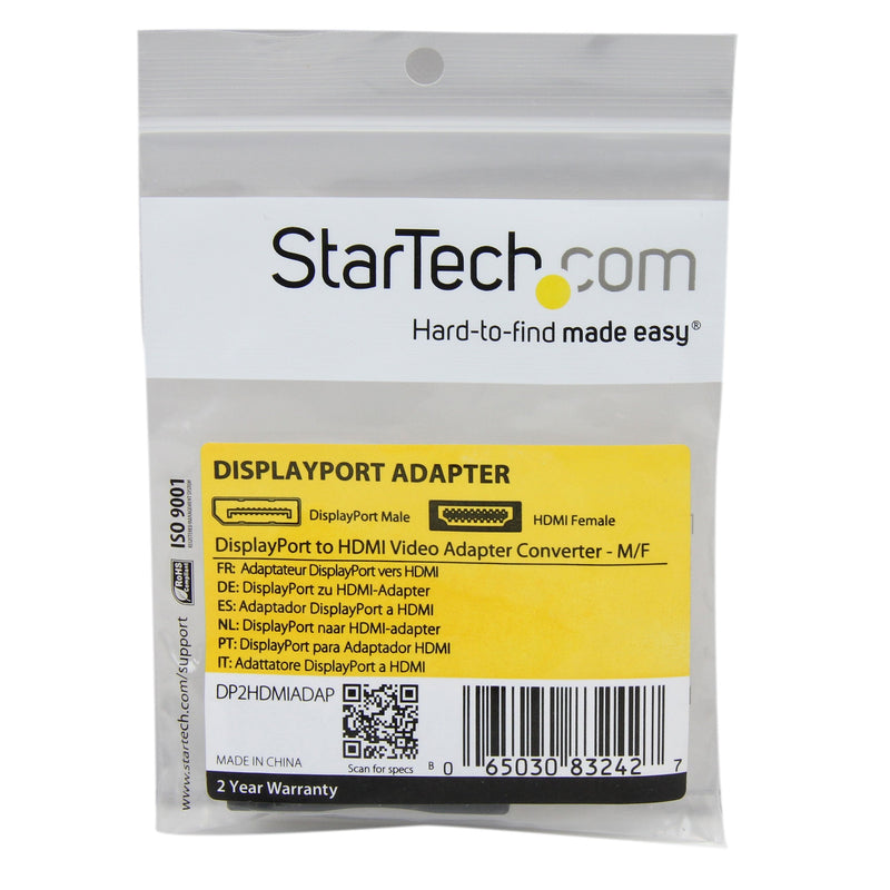  [AUSTRALIA] - StarTech.com DisplayPort to HDMI Adapter - Compact DP to HDMI Adapter/Video Converter 1080p - VESA DisplayPort Certified - Passive DP 1.2 to HDMI Monitor/Display/Projector Cable Adapter (DP2HDMIADAP)