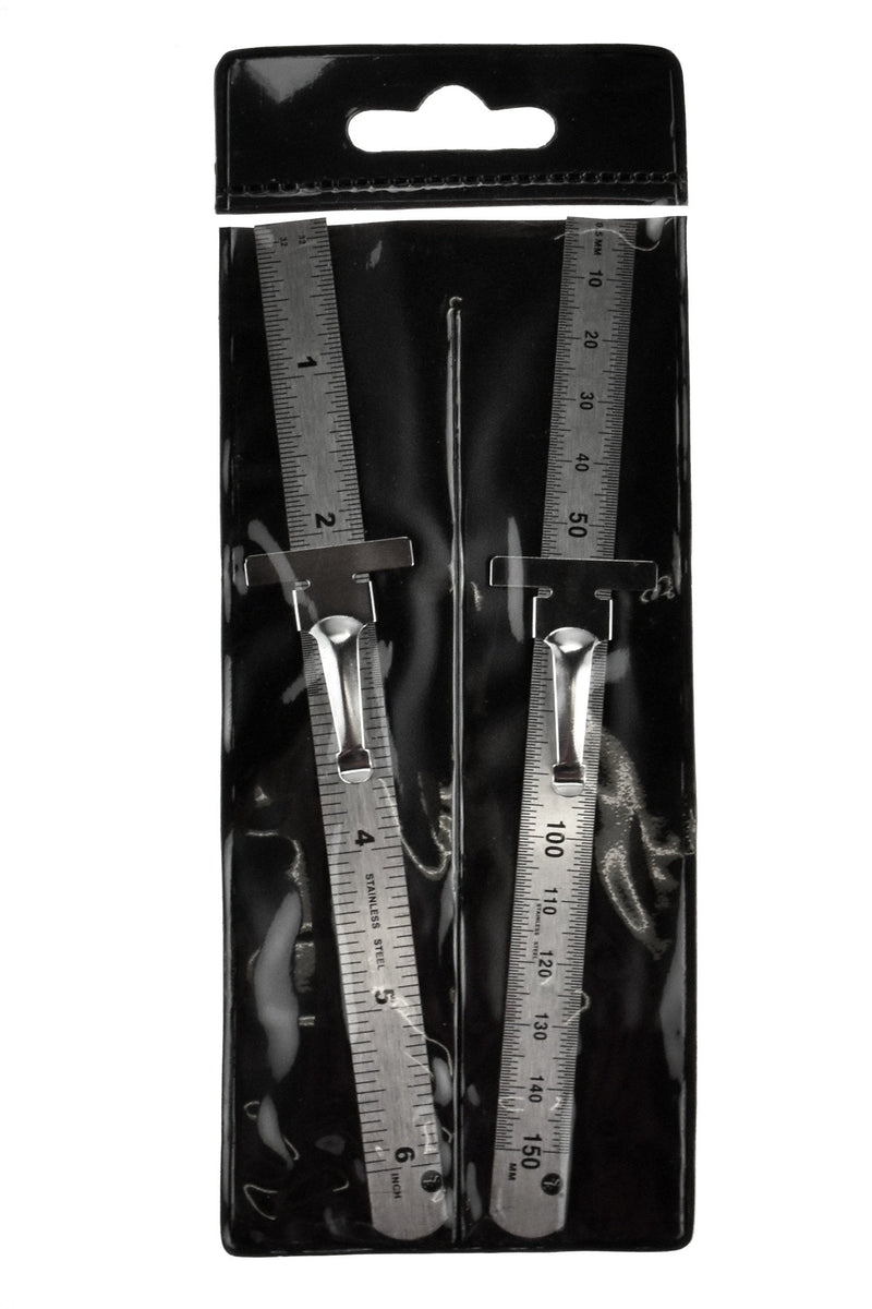  [AUSTRALIA] - SE 2-Piece Stainless Steel SAE and Metric Ruler Set with Detachable Clips - 925PSR-2