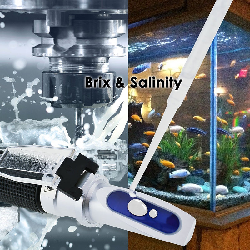 Brix Refractometer with ATC, range 0-32% Brix with 0.2% division, for brandy, beer, fruits, Cutting Liquid, with EXTRA LED light and pipettes (0-10% Brix, 0-100ppt, 1.000-1.070g/cm3 Density) 0~100% Salinity Refractometer - LeoForward Australia