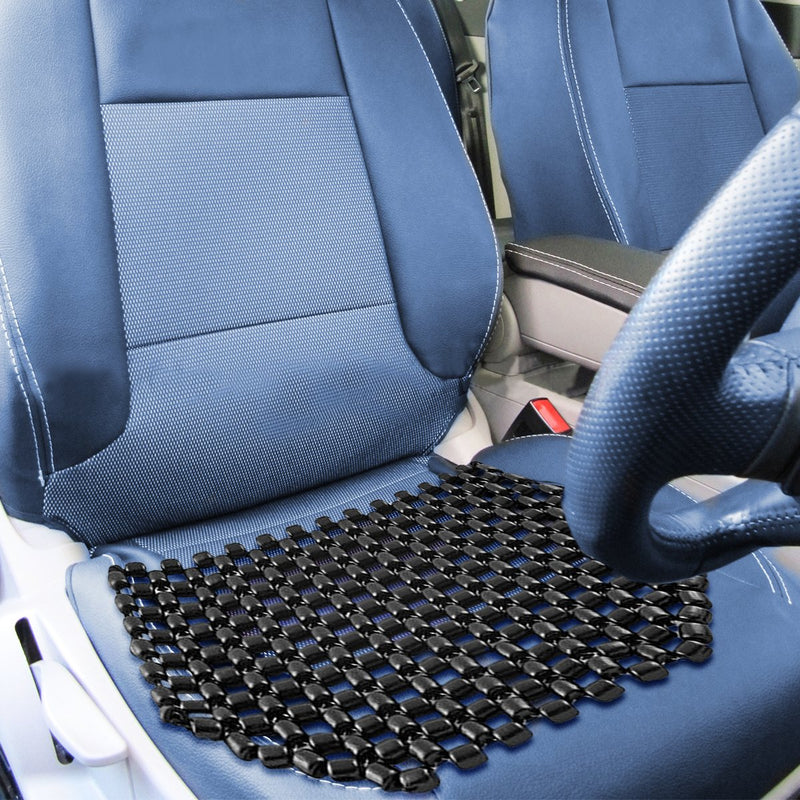  [AUSTRALIA] - Zone Tech Double Strung Wooden Beaded Ultra Comfort Massaging Seat Cover - Classic Black Premium Quality Massaging Car Seat Cover for Stress Free All Day
