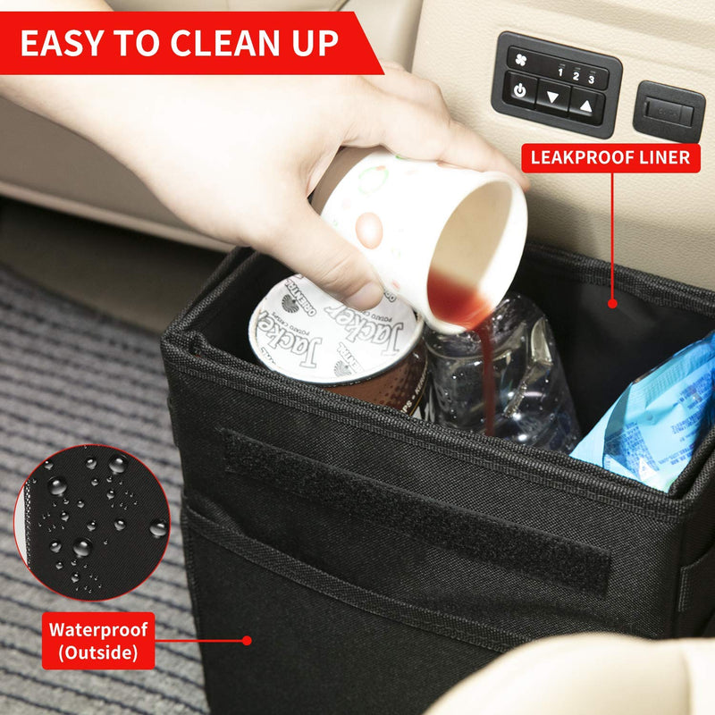 QUARKACE Car Trash Can, Leakproof Car Garbage Can with Lid, Collapsible Car Trash Container with a Removable Liner - LeoForward Australia