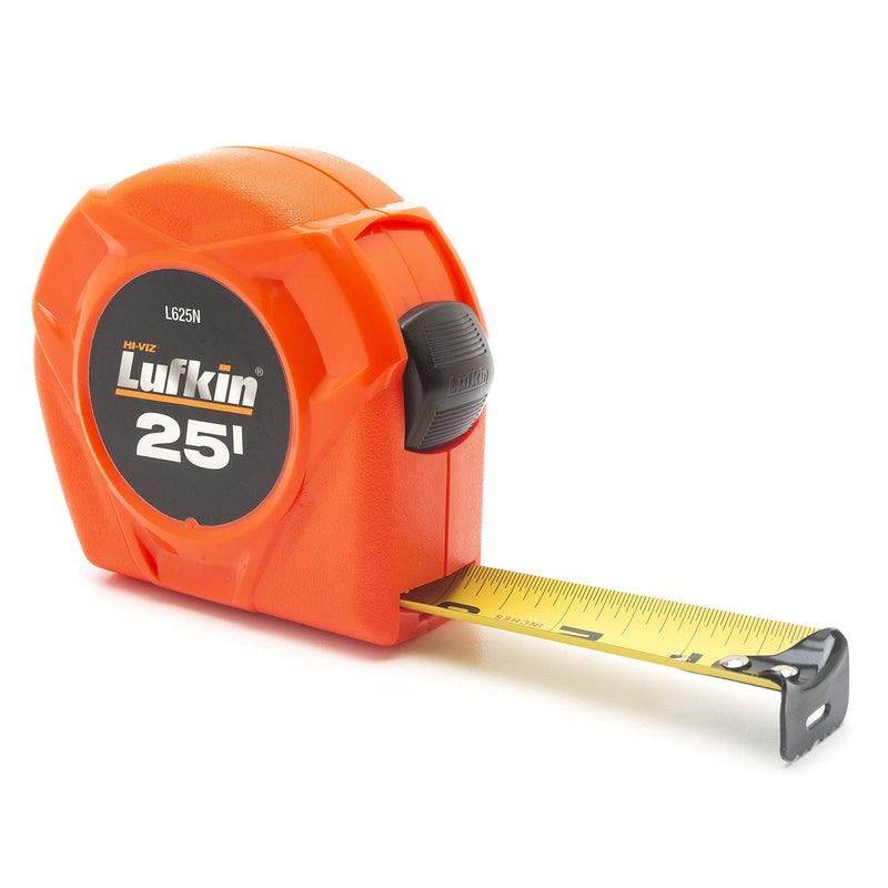  [AUSTRALIA] - Crescent Lufkin 1" x 25' Hi-Viz® Orange Yellow Clad Power Return Tape Measure - L625N