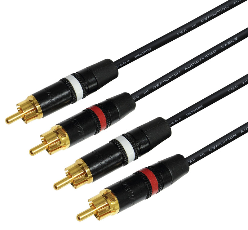 4 Foot – Audio Interconnect Cable Pair Custom Made by WORLDS BEST CABLES – Using Mogami 2964 Wire and Neutrik-Rean NYS Gold RCA Connectors - LeoForward Australia