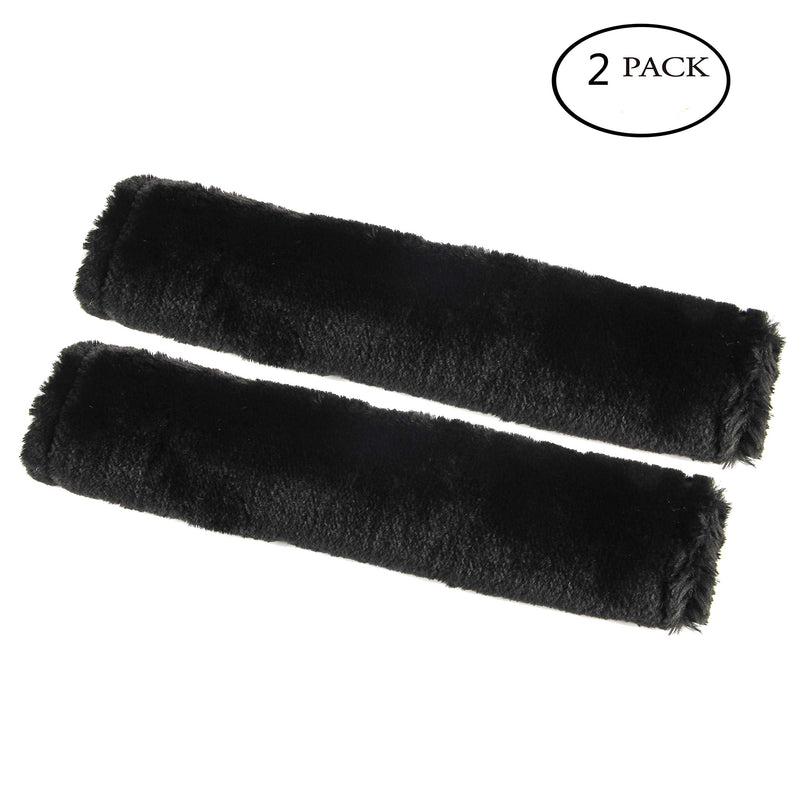  [AUSTRALIA] - Soft Faux Sheepskin Seat Belt Shoulder Pad for a More Comfortable Driving, Compatible with Adults Youth Kids - Car, Truck, SUV, Airplane,Carmera Backpack Straps 2 Packs Black