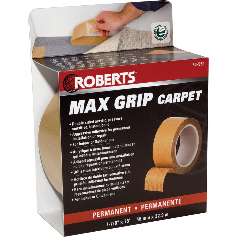  [AUSTRALIA] - Roberts 50-550 Max Grip Carpet Installation Tape, 1-7/8-Inch x 75 foot Roll, Brown