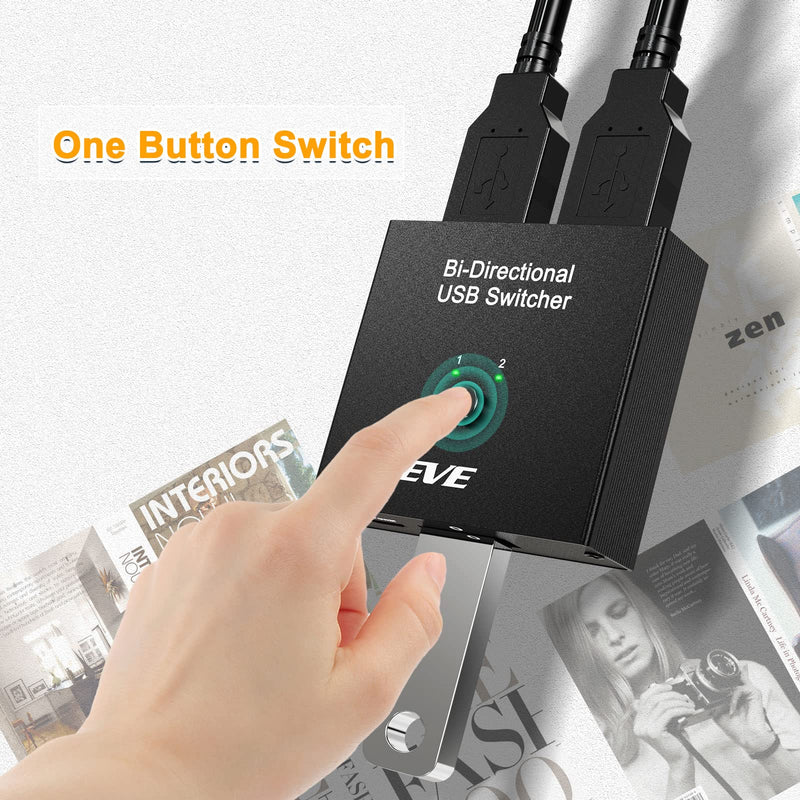  [AUSTRALIA] - USB 2.0 Switch Selector, 2 in 1 Out / 1 in 2 Out Bidirectional USB Switcher for 2 Computers Share 1 USB Devices, Mouse, Keyboard, Scanner, Printer