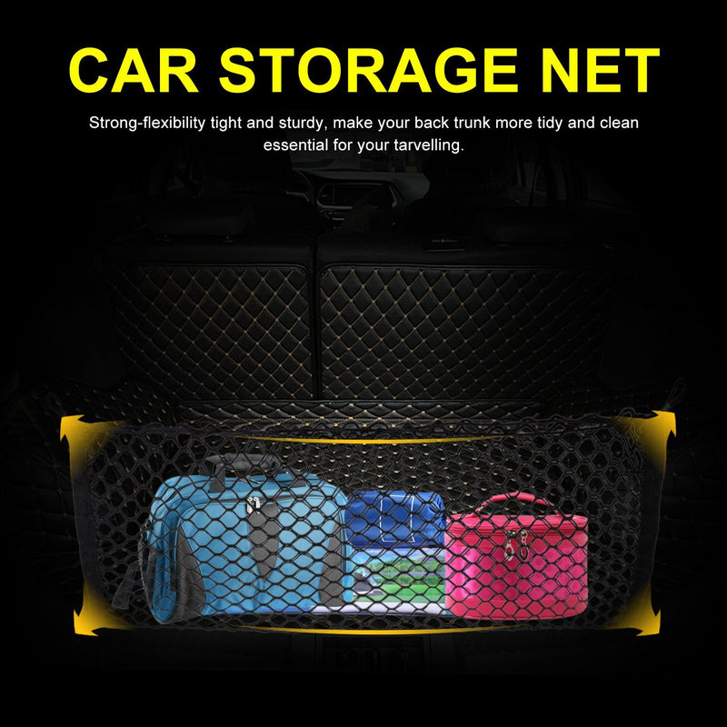  [AUSTRALIA] - Akozon Cargo Net Fit for Car Trunk General Luggage Storage Hook Bag Nylon Plastic Black 100x40cm