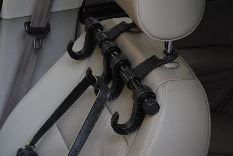  [AUSTRALIA] - MAXSA 25524 Car Headrest Multi-Hanger 4 Hook Organizer for Bags and Car Storage, Black 1 Pack 4 Hook Hanger