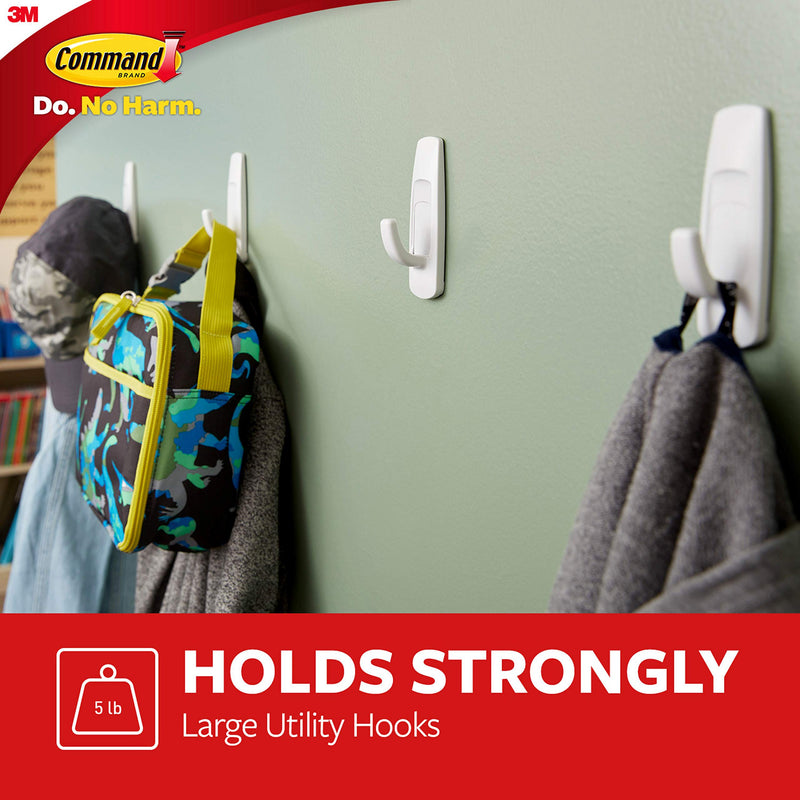  [AUSTRALIA] - Command Large Utility Hooks, White, Ships In Own Container 7 Hooks