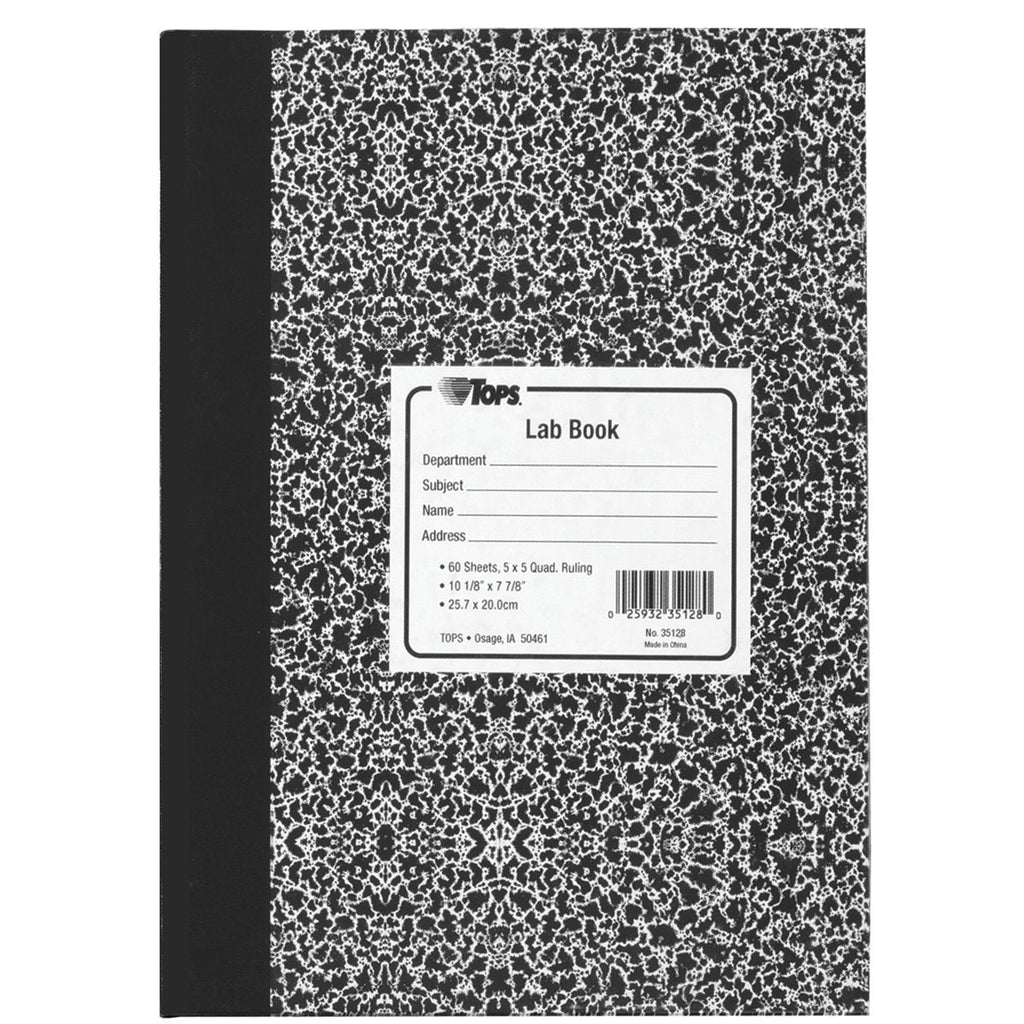  [AUSTRALIA] - TOPS Lab Notebook, 10 x 7 3/8 Inches, Hard Marble Cover, Quadrille Ruled, 5 Squares per Inch, 60 Sheets, White, (35128)